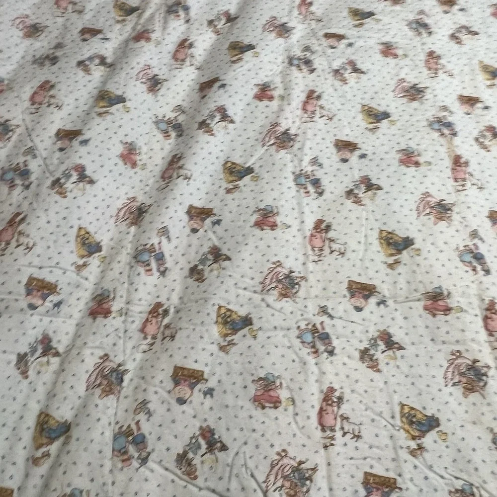 Vintage Mother Goose Nursery Rhyme Baby Quilt Crib Blanket Throw 66X41 Patchwork